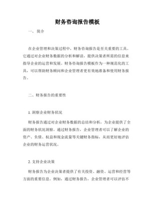 專業(yè)財(cái)務(wù)顧問(wèn)咨詢報(bào)告
